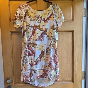 Ripcurl Leilani Mini Floral Print Short Sleeve Dress Size L NWT
